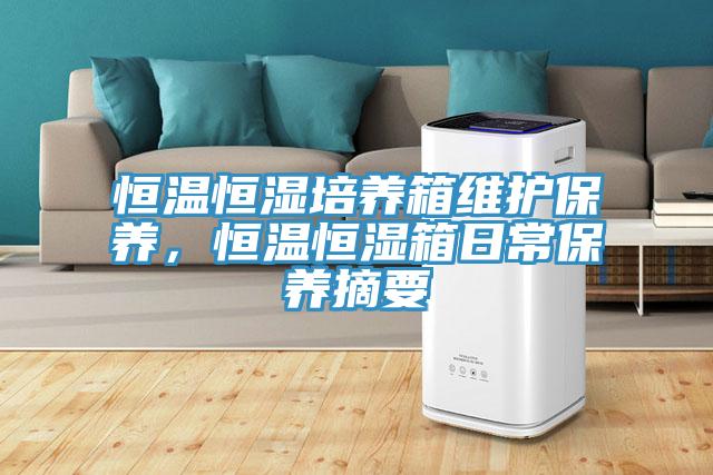恒溫恒濕培養箱維護保養，恒溫恒濕箱日常保養摘要
